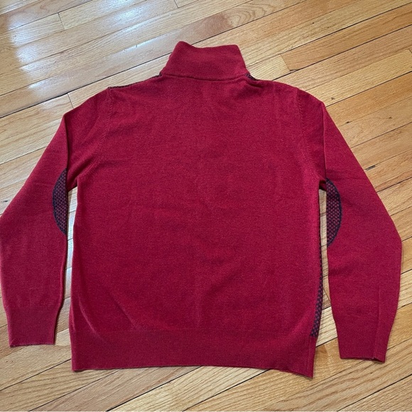 PAL ZILERI Mens Wool Pullover Sweater Size 52 Large 1/4 Zip Elbow Patch Birdseye - Picture 12 of 14